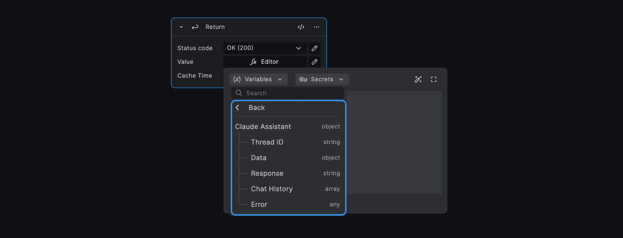 Claude Assistant Node Outputs