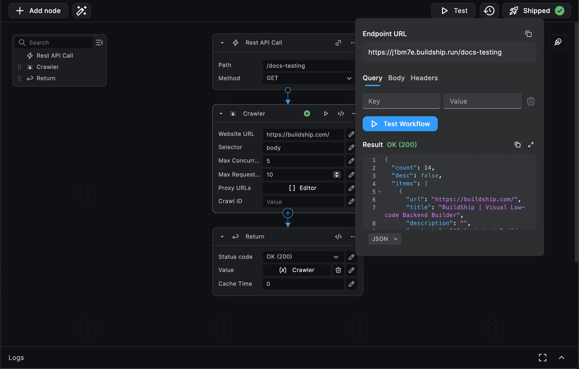 Buildship crawler result