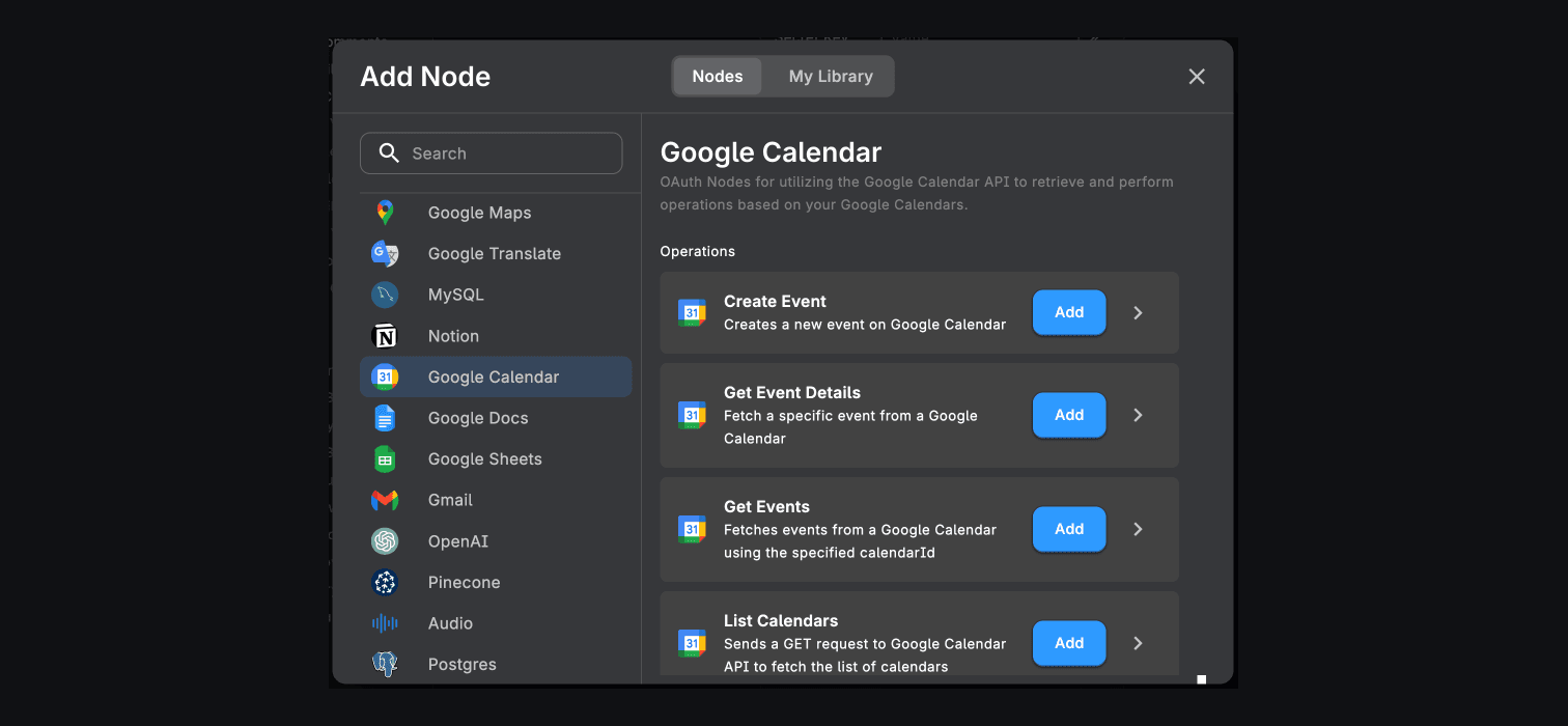 Google Calendar Nodes