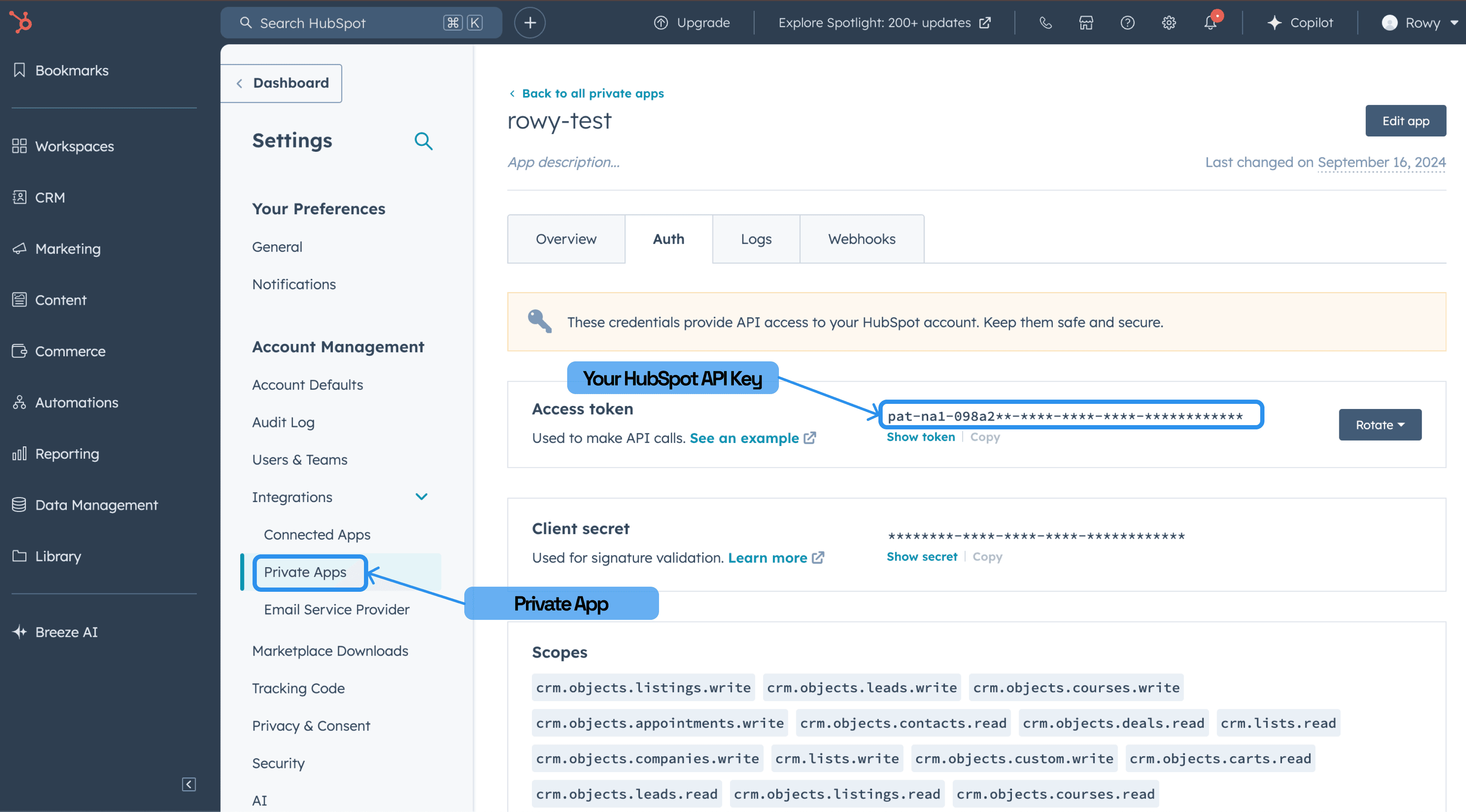 HubSpot Authentication