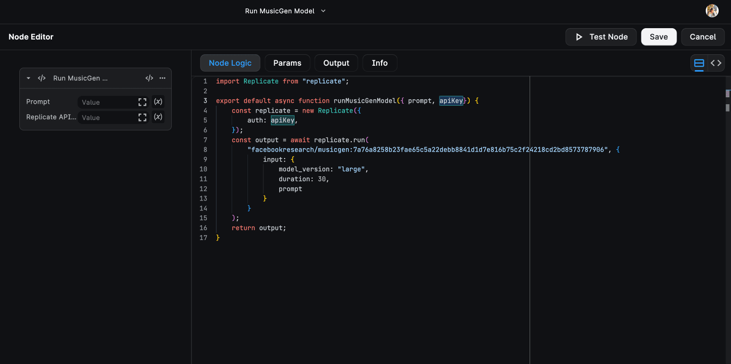 Access Secret Key in Node Logic