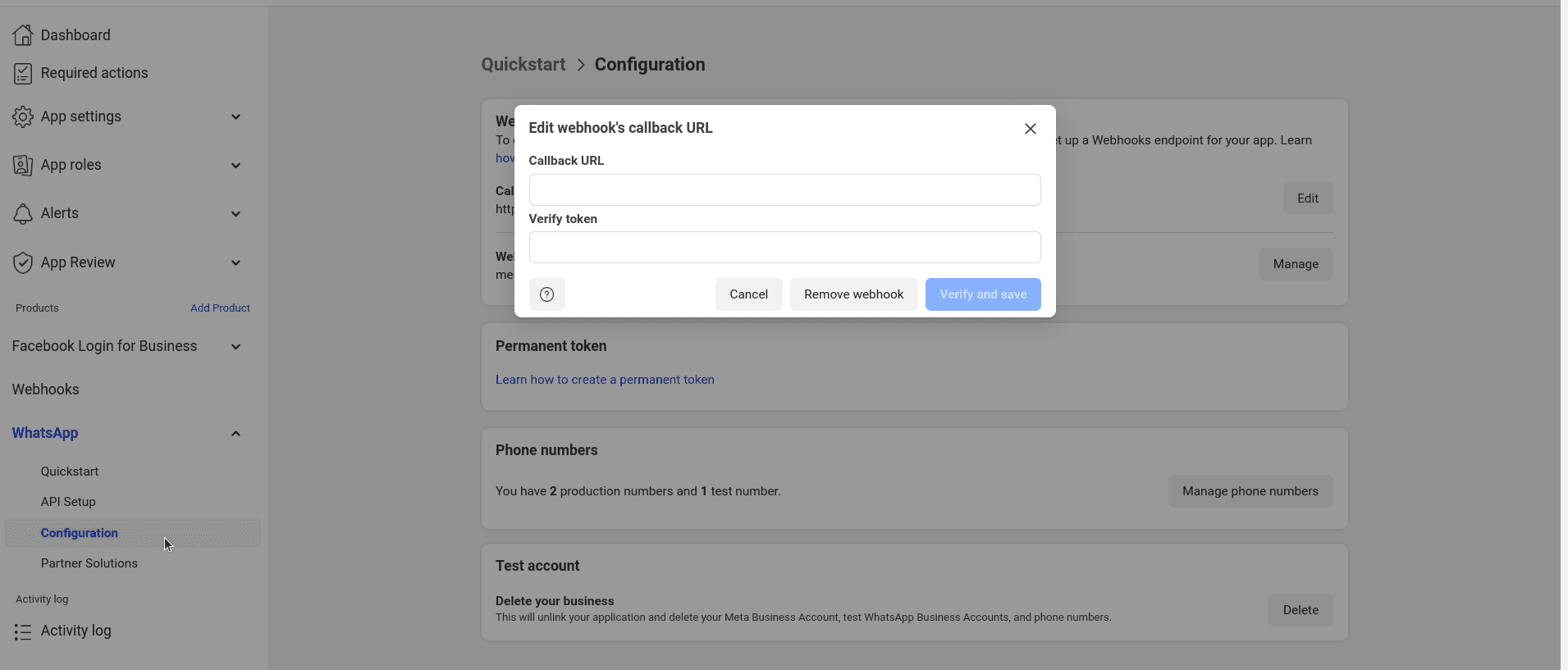 Configure the webhook